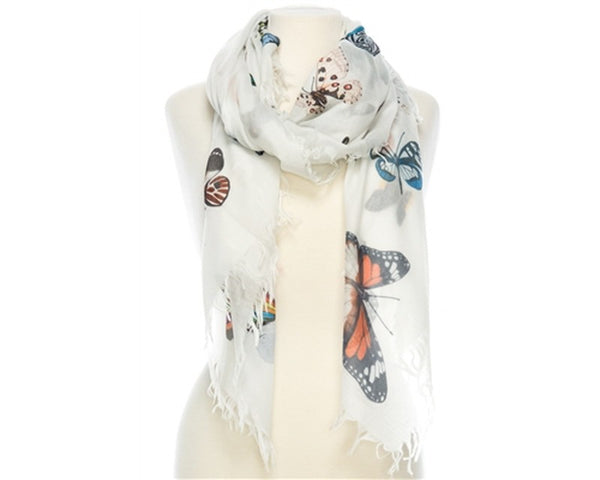 A833-COLORFUL BUTTERFLIES COTTON SCARF