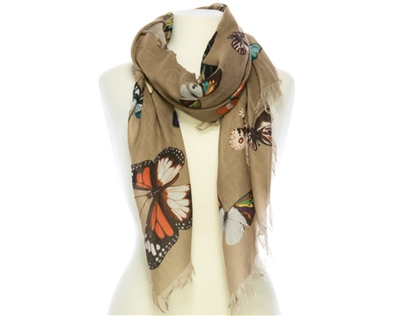 A833-COLORFUL BUTTERFLIES COTTON SCARF