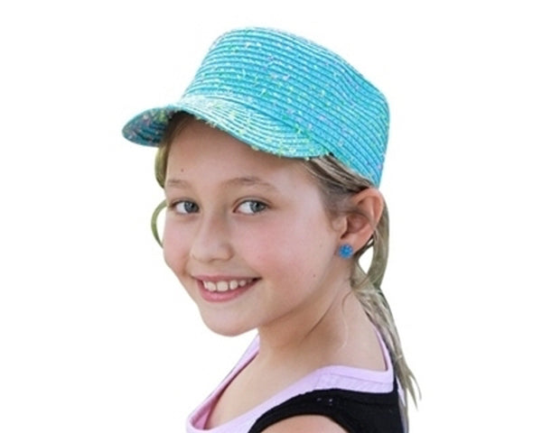 A728-KID'S CONFETTI STRAW CADET CAP