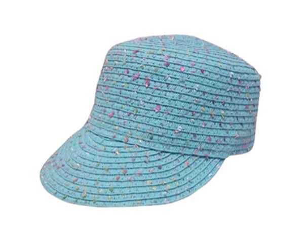 A728-KID'S CONFETTI STRAW CADET CAP