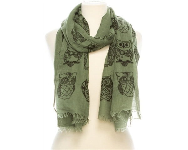 A803-OWL COTTON SCARF