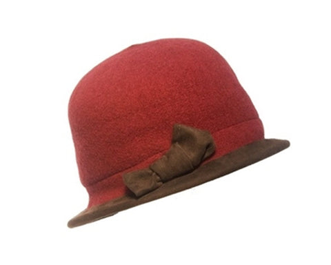 A431-LAMBSWOOL CLOCHE WITH SUEDE TRIM