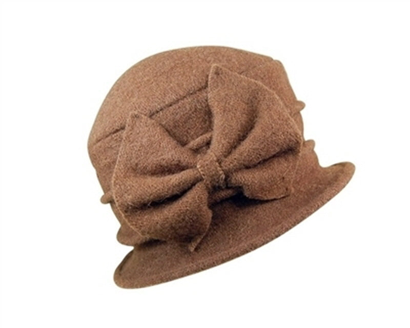 A454-LAMBSWOOL CLOCHE WITH BOW