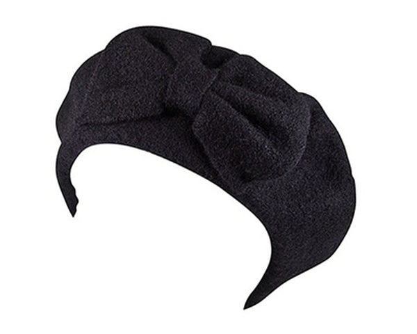 A198-WOOL BERET WITH BOW