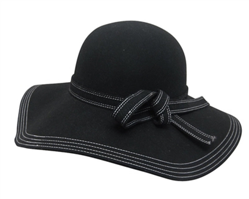 A135-FELT FLOPPY HAT WITH KNOTTED BAND