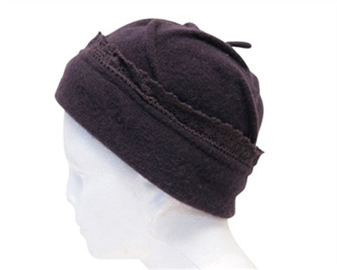 A200-LAMBSWOOL BEANIE WITH LACE EDGE