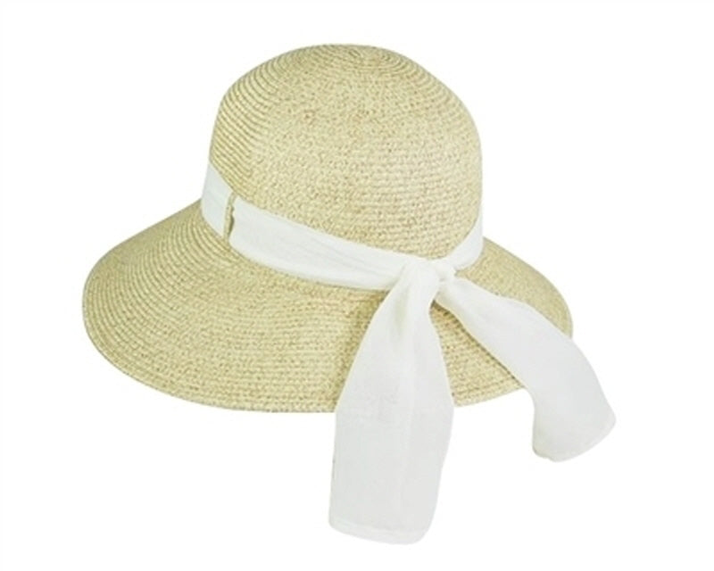 A349-LAMPSHADE SUN HAT W/ SASH