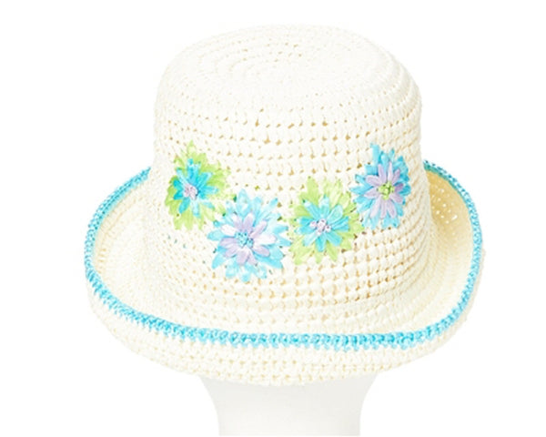 A472-CROCHET HAT WITH FLOWERS