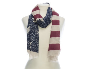 A839-AMERICAN FLAG PRINT COTTON SCARF