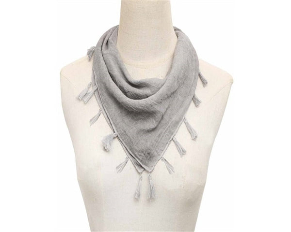 A783-STONEWASHED SQUARE SCARF W/ TASSELS- 13 COLORS!