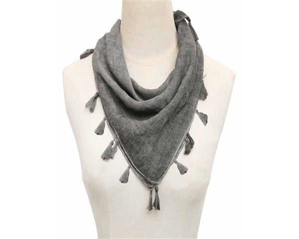 A783-STONEWASHED SQUARE SCARF W/ TASSELS- 13 COLORS!