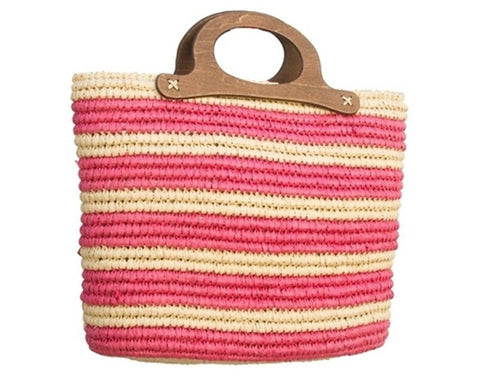 A916-STRIPED CROCHET STRAW HANDBAG