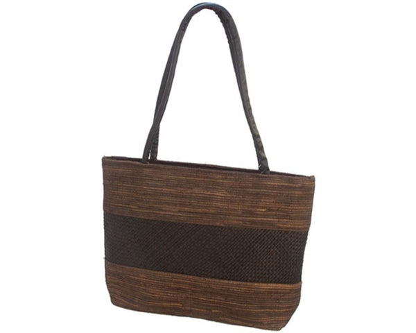 A925-BLENDED COLOR PALM LEAF HANDBAG