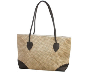 A931-LARGE WOVEN PALM LEAF SHOULDER BAG