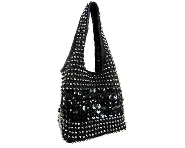A943-SPARKLY BEADED CROCHET PURSE