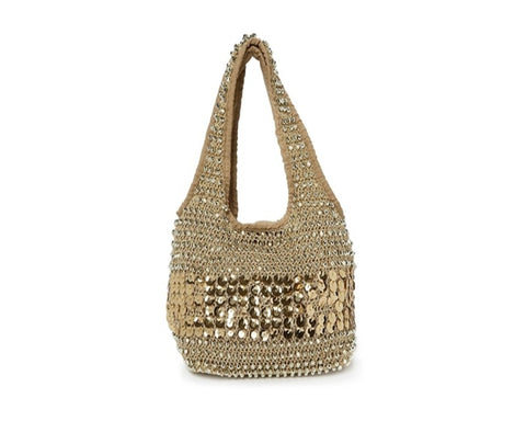 A943-SPARKLY BEADED CROCHET PURSE