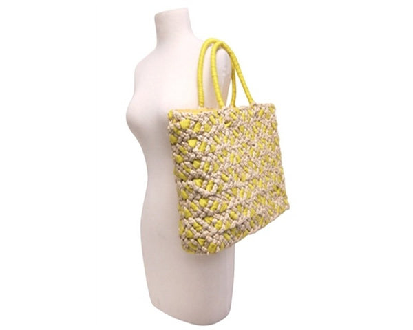 A898-WOVEN CORNHUSK & RIBBON HANDBAG