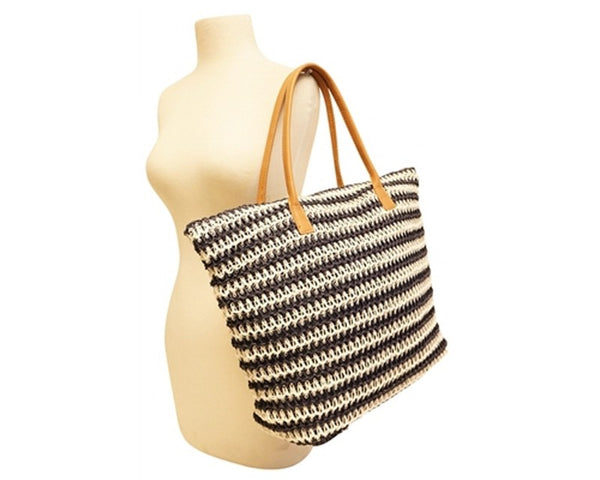 A896-CROCHETED STRAW SUMMER TOTE BAG