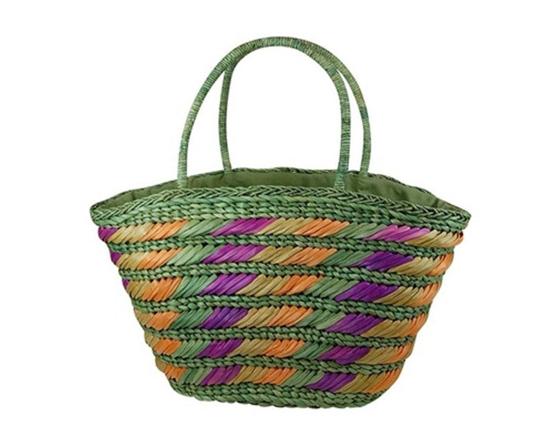 A908-BIG STRAW TOTE WITH SLANT PATTERN