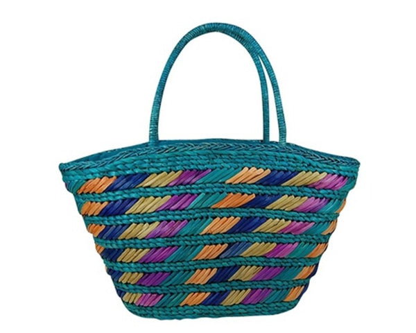 A908-BIG STRAW TOTE WITH SLANT PATTERN