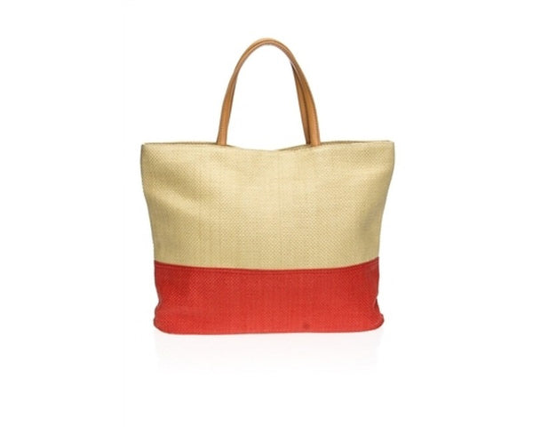 A891-TOYO STRAW TOTE BAG - COLORBLOCK