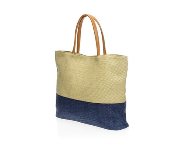 A891-TOYO STRAW TOTE BAG - COLORBLOCK