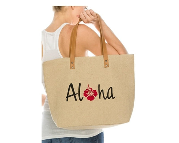 A890-HEMP SUMMER TOTE BAG - ALOHA EMBROIDERY