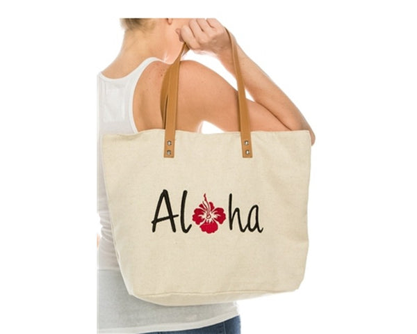 A890-HEMP SUMMER TOTE BAG - ALOHA EMBROIDERY