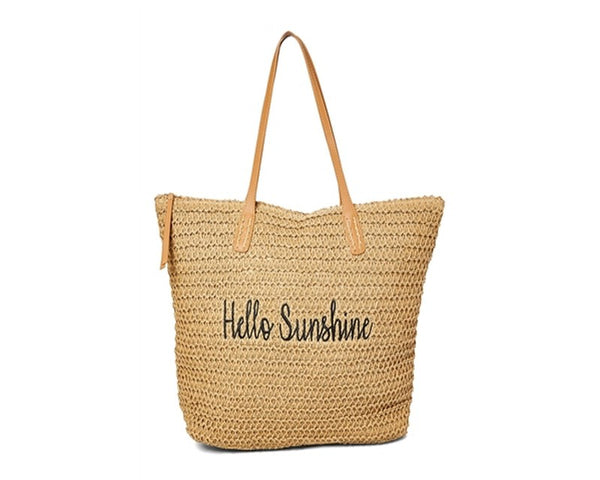 A889-EMBROIDERED BEACH BAGS - HELLO SUNSHINE TOTE