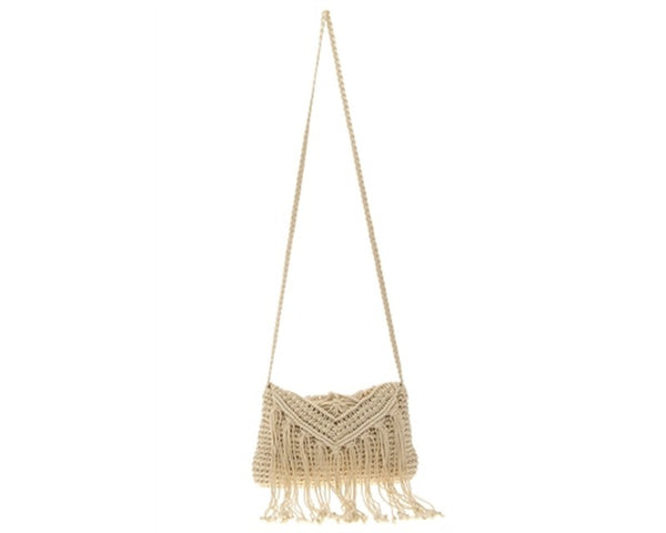 A886-COTTON MACRAME CROSSBODY PURSE