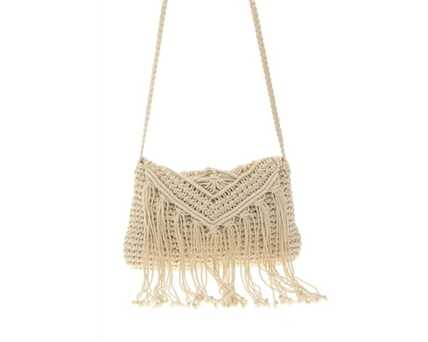 A886-COTTON MACRAME CROSSBODY PURSE