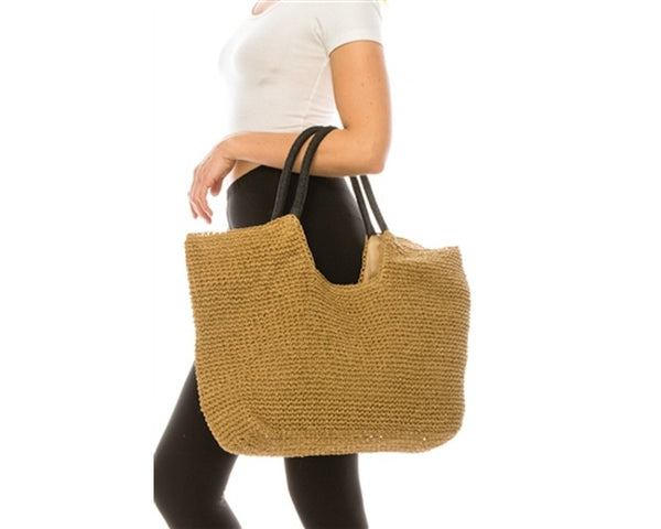 A876-TOYO STRAW CROCHET BEACH BAG