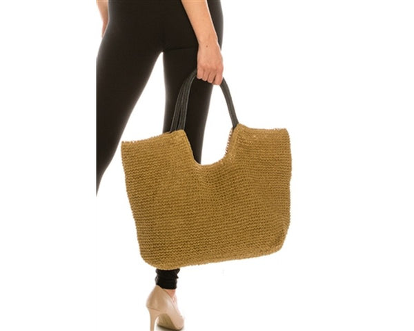 A876-TOYO STRAW CROCHET BEACH BAG
