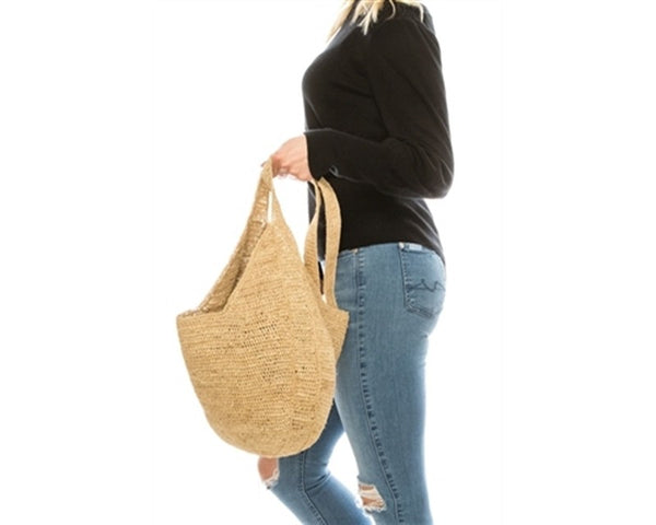 A877-RAFFIA CROCHET CRESCENT SLING BAG
