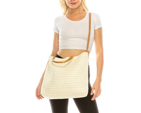 A879-DOUBLE HANDLE STRAW CARRYALL BAG