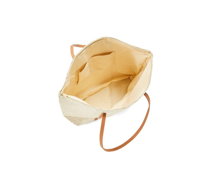 A878-SHIMMERY STRAW BEACH TOTE