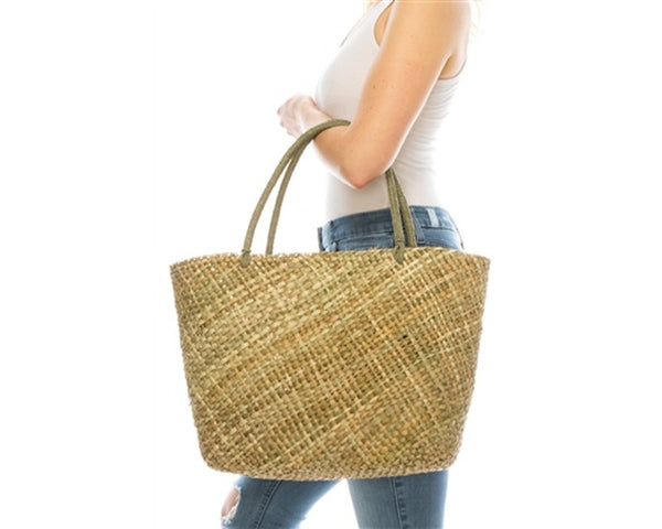 A875-HANDWOVEN SEAGRASS TOTE BAG