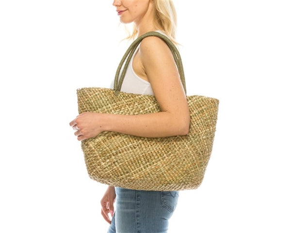 A875-HANDWOVEN SEAGRASS TOTE BAG