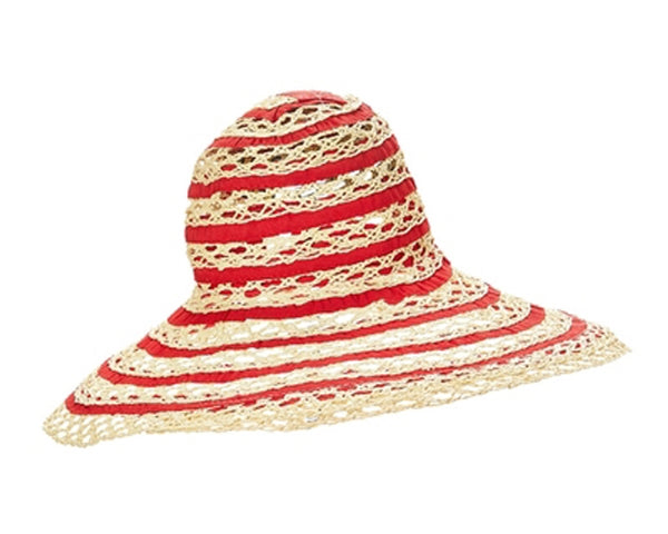 A283-LOOSE WEAVE STRAW & RIBBON HAT