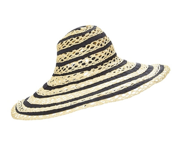 A283-LOOSE WEAVE STRAW & RIBBON HAT