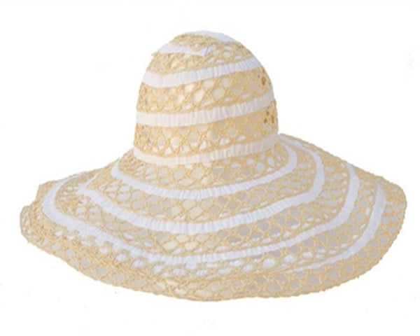 A283-LOOSE WEAVE STRAW & RIBBON HAT