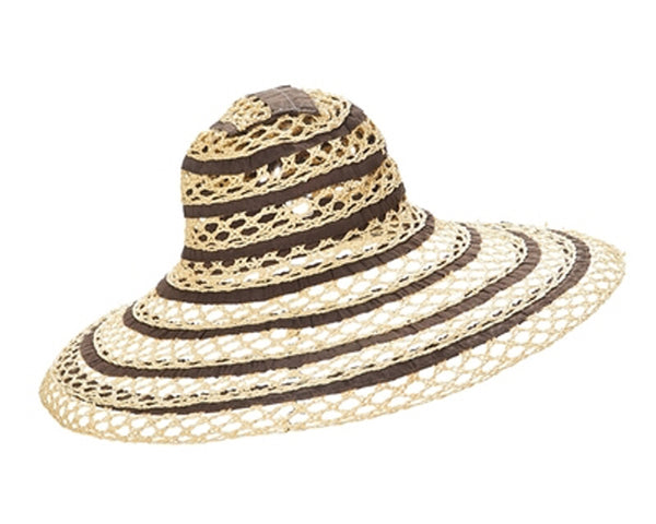 A283-LOOSE WEAVE STRAW & RIBBON HAT