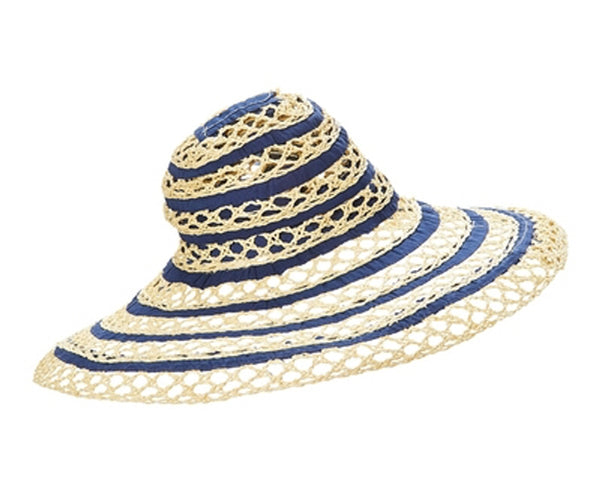 A283-LOOSE WEAVE STRAW & RIBBON HAT