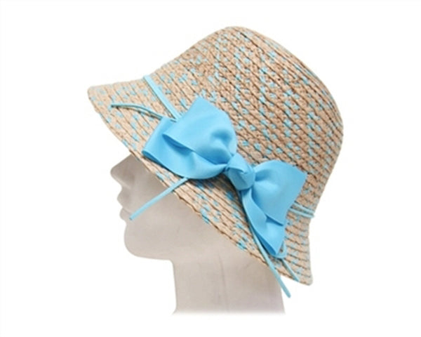 A476-RAFFIA STRAW BUCKET HAT WITH BOW