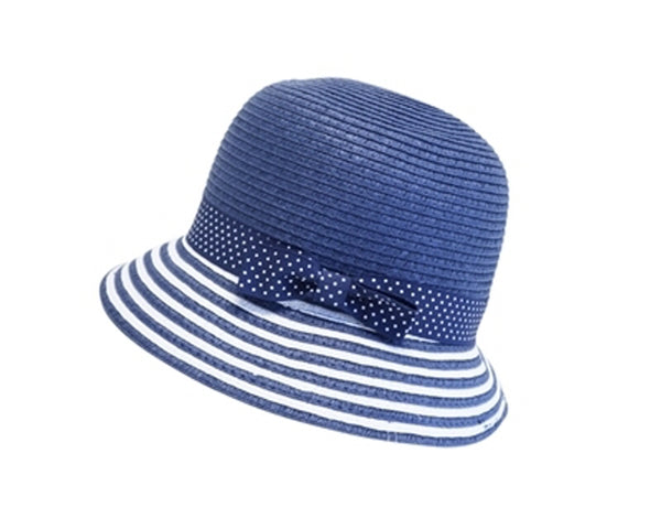 A739-CHILD'S NAUTICAL STRAW BUCKET HAT