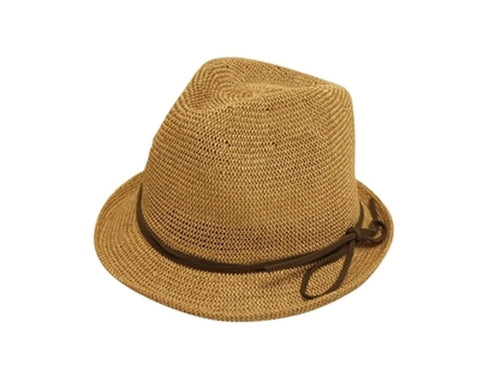 A736-KID'S KNITTED STRAW FEDORA