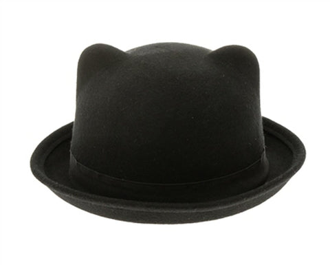 A127-KID'S WOOL FELT KITTY BOWLER HAT