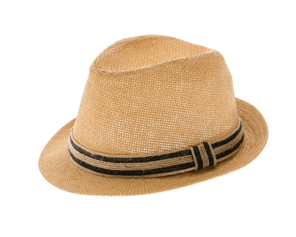 A749-CHILD'S STRAW FEDORA W/ JUTE BAND