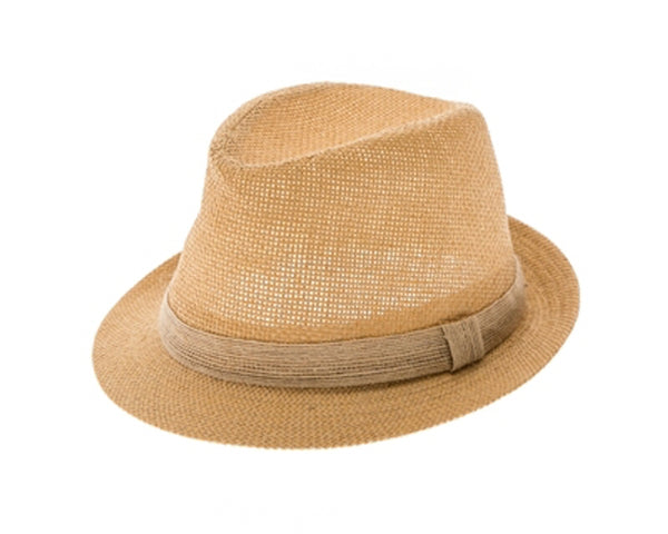 A749-CHILD'S STRAW FEDORA W/ JUTE BAND