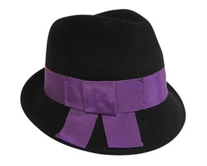 A121-WOOL FELT FEDORA WITH FLAT BOW